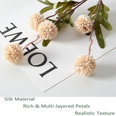 10pcs Faux Kiku Flowers, 5 Heads Each Stem & 4 Branches Eucalyptus Stems, Beige