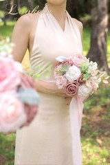 Lookein Bridesmaid Bouquet Set of 4 Boho Wedding Bouquet 7-Inch Fake Flower B…