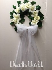 WHITE WEDDING WREATH ELEGANT WITH WHITE ROSES WEDDING NEW HANDMADE