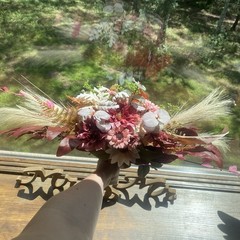Bridal Wedding Bouquet Hand made Budget Friendly Faux Flowers Gal Orange Red