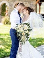 Rinlong White Green Cascade Bouquet Wedding Bouquets for Bride Cascading Wedd…