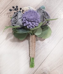 Lavender Gray Bridal Bouquet Sola Wood Bridesmaid Natural Purple Wedding Flowers