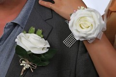 Corsage Set of 2, Ivory Rose Corsages for Wedding,….B26