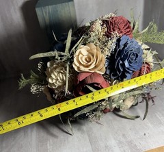 Rustic Sola Wood Flower Bouquet Cream Navy Burgundy Flowers Z1