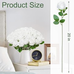 []Pcs Realistic Artificial flowers White Roses Bulk, Silk Flowers for 50