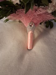 Pastel Bouquet and Boutonniere, Teardrop Style, Pink, Blue, Lavender 2pc Set