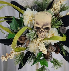 Gothic Garden Skull Boho Faux Silk Wedding Bouquet