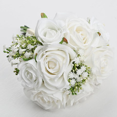 Elegant Set of 4 Bridesmaid Bouquets with Artificial Roses for Weddings