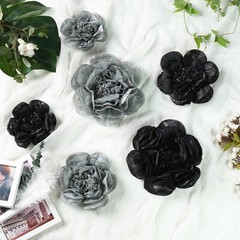 12 pack 7″ 9″ 11″ Black and Charcoal Grey Tissue Paper Peony Flowers Backdrop