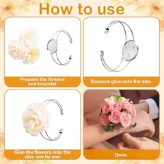 Liliaafar 6 Pcs Corsage Wrist Bracelet Bands Bride Cuff Bangle Sliver Bezel