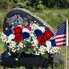28 Pcs Red White and Blue Flowers, Patriotic Memorial Bouquet Atificial