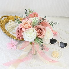 Wedding Bouquets for Bride Bridesmaid 8.5 Inch Dusty Artificial Roses Pink