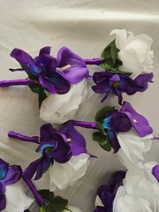 Wedding Bouquet Package, Turquoise, Purple, White, Flower Set 12 Pieces