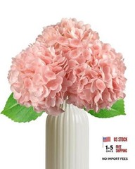 3Pcs Real Touch Hydrangea Artificial Flowers – 16.7″ 3D Latex Light – Pink