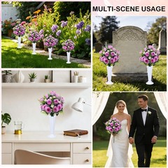 IDMOP Artificial Cemetery Flowers Set 2PCS Memorial Grave 2 Bouquets, Purple