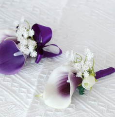 2 Set Purple Artificial Flower Calla Lily Flowers Corsage and Boutonniere for We