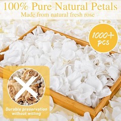 1000+Pcs Dried Real White Rose Petals, Freeze Preserved Flower Petals 8.47oz for