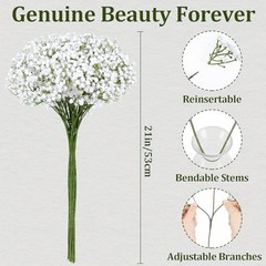 Babys Breath Artificial Flowers, Baby Breath Flowers Artificial 30 Pcs White