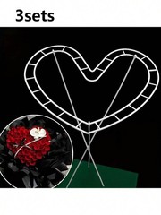 Heart Shape 6pcs 3sets Flower Bouquet Holder With Support Rods For DIY Wedding