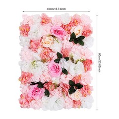 12Pcs Artificial Flower Wall Rose Floral Panel Backdrop Decor for Party Wedding