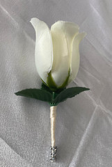 Ivory Wedding Bouquet Set with Diamonds, 2 Piece Wedding Flower Package