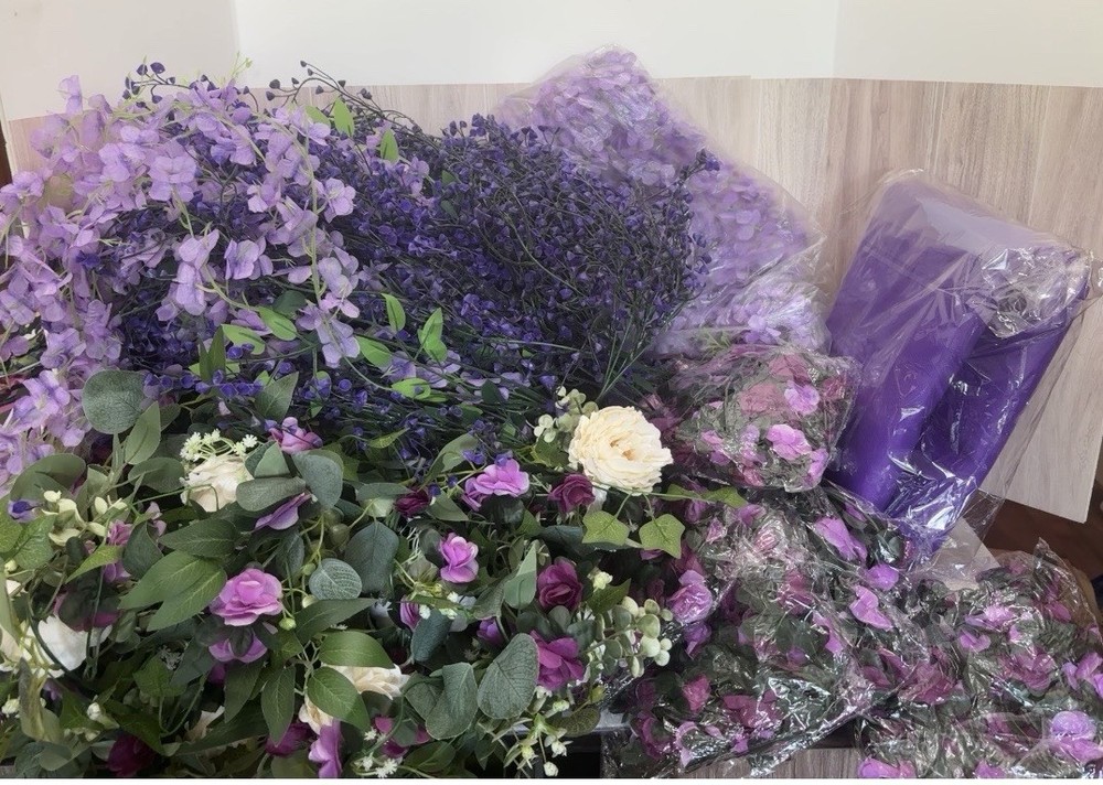 Lot Wedding Shades Of Purple Artificial Flowers Garland Net Arch Or Decor Box 5