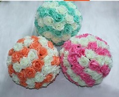 Pink and Ivory Rose Flower Ball Wedding decoratin Ball Kissing Ball 6 inch