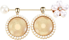 Antique Gold Pearl Wedding Bouquet Charm with Double Frame Pendant