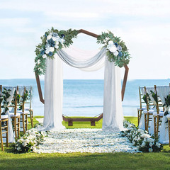 Dusty Blue Wedding Arch Flowers Kit with Draping Fabric – Pack of 4