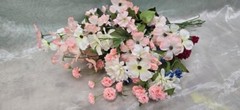 Faux Flower Bouquet – Pink and White Floral Bouquet for Indoor Decoration Flower