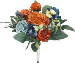 1Pc Fall Wedding Bouquets Bridesmaids Bride Terracotta Navy Blue Artificial