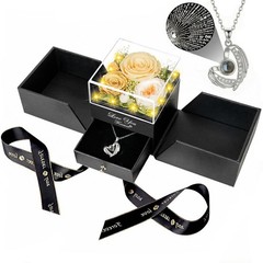 Preserved Three Real Champagne Rose with I Love You