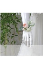 Meldel Pink Rose Wrist Corsages for Wedding, Set of 4, Wrist Flower Corsages .