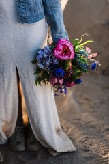 Bridal Faux Flower Wedding Bouquet, Teardrop Bridal Bouquet