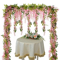 Lvydec Wisteria Artificial Flowers Garland, 4 Pcs Total 28.8ft 28.8ft, Pink