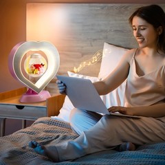 LoveLin Heart Preserved Rose Flowers with Bluetooth 10 inches, White and Pink