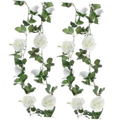 2 Pack Artificial Rose Vine Each 6.5FT Fake Rose Garland Hanging Flower Cream