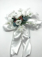 Bridal Wedding Pew Aisle Elegant White Pearl Ribbon Roses Decoration Women Event