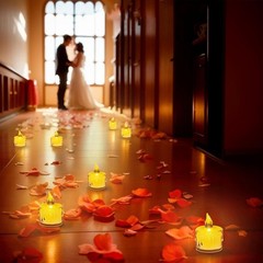 1000 Pétalos De Rosa Artificiales Velas LED Sin Llama, Para Bodas Y Decoración.