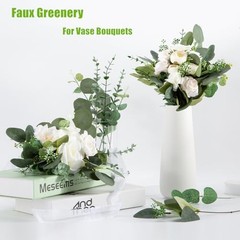 100pcs Artificial Eucalyptus Leaves Stems, 5 Kinds Mixed Fakeery 100 Pcs Green