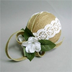 HANDMADE Burlap & White Lace Pomander WEDDING Kissing Ball Sphere