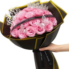 MEIVINES Glitter Roses Bouquet,Birthday Gifts for Women Mom,DIY Fake Pink