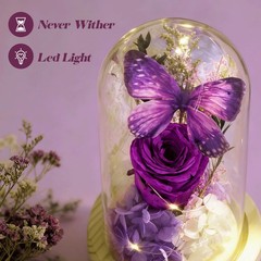Forever Flowers Preserved Roses Prime Delivery, Romantic Gifts Purple