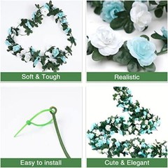 2Pcs 16.4Ft Flower Garland Artificial Rose Vines for Bedroom, Cute Fake