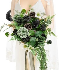 Purple Bridal Bouquet Cascading Lilac Wedding Bouquets Bride 13 Inch Lavender
