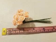 Lot of 144pcs Peach Satin Ribbon Roses Flowers 12mm 1/2″ 1/2 Inch on Wire Stem