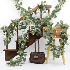 Gypsophila Artificial Eucalyptus Garland – 2 Pack – 5.8Ft Faux Baby Breath White