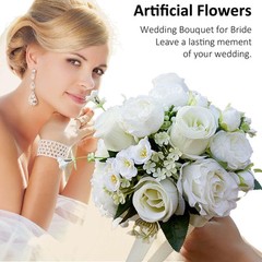 CYANLUX Wedding Bouquets for Bride Bridesmaid Bouquet Champagne White Rose
