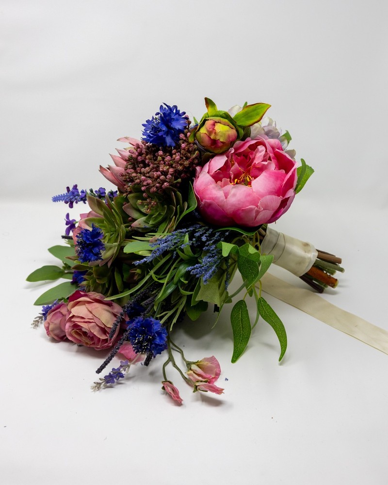 Bridal Faux Flower Wedding Bouquet, Teardrop Bridal Bouquet
