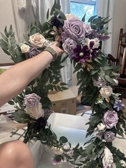 Artificial Rose & Eucalyptus Wedding Garland Floral Decor Purple White Green